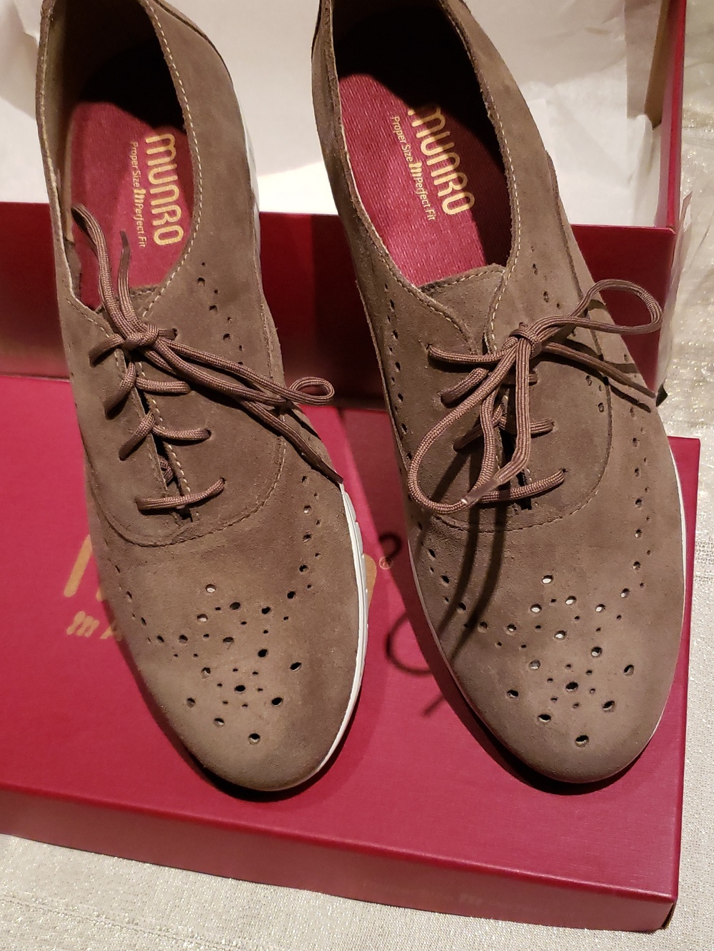 Munro NEW Shoes Perf Suede Leather Oxford Sneakers NIB Comfort Wedge Women's 10 - Picture 7 of 15
